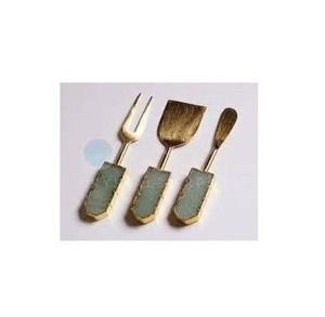 Ensemble de serveur de couteau à beurre en acier inoxydable de taille mini manche en marbre couteau à fourchette à fromage à beurre serveur de fromage pour la maison utilisation de table - Product Image 6