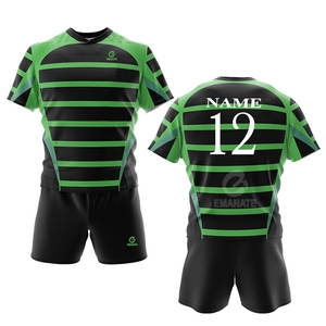 Vente en gros Nouveau style Personnalisé Imprimé Nom et numéro 100% Polyester Grande taille Maillot de rugby et short pour hommes - Product Image 1