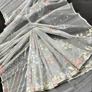 Gran oferta exclusiva Deshi Dhakai Jamdani Sharee tendencia para mujeres JAMDANI tela azul rojo verde dorado cielo azul de Bangladesh - Product Image 1