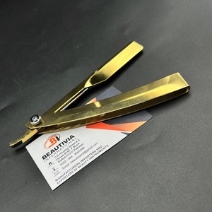 Plasma dorado profesional recto turco corte garganta nueva peluquería maquinilla de afeitar de acero inoxidable hombre afeitado Shavette logotipo personalizado - Product Image 2