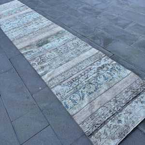 Tapis turc, tapis de couloir 3x15,1 pieds, tapis abstrait bleu - Product Image 4