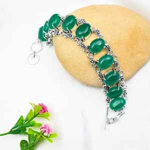 Bracelet en onyx vert, argent sterling 925, bijoux en argent faits à la main, bracelet en pierres précieuses, cadeaux de mariage et d'anniversaire pour elle - Product Image 2