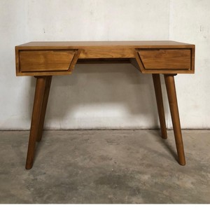 Table de toilette moderne en teck massif japonais, 2 tiroirs, écologique, fabriquée à la main, table de maquillage de salle de bain, bureau d'écriture, maison - Product Image 4