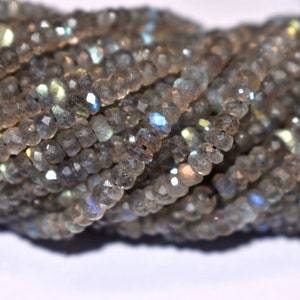 ลูกปัดหินลาบราดอไรต์ธรรมชาติ AAA + สีฟ้าฉูดฉาดลูกปัดอัญมณีเหลี่ยมเพชรพลอย - Product Image 5