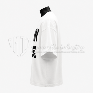 Camiseta blanca de manga corta para hombre con estampado de letras negras en el puño derecho, corte regular, estilo casual, tela de jersey 100% algodón - Product Image 5