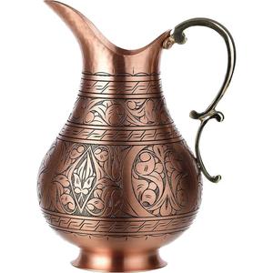 Pichet en cuivre antique sculpture à la main conception amélioration de la santé verres ménagers 100% véritable eau en cuivre cruches et pichet - Product Image 6