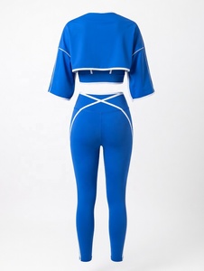 Wholesale Fitness Clothes for Gym Wear Women Sets 3 Pieces Yoga <b>Jackets</b> <b>Workout</b> Leggings Sports Bras Top Sportswear Set - Product Image 2