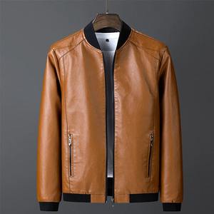 Chaqueta de cuero negra personalizada de alta calidad para hombre, venta al por mayor, cierre de cremallera, cuello con capucha, Material de tela de estilo motorista clásico - Product Image 1
