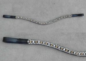 Browbands en cristal à cinq rangées de qualité supérieure équipement de cheval en cuir teint à tambour végétal - Product Image 5