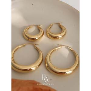Trendy 25mm & 40mm Hoop Earrings Light <b>Weight</b> Gold Medium Huggie Non Tarnish Silver Large Hoops Statement Gift for Her - Product Image 5