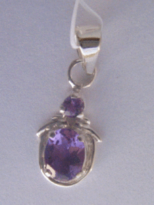 Handmade Natural <b>Amethyst</b> <b>Pendant</b> for Women 925 Sterling Silver Bezel Setting Platinum Rose Gold Number Cartoon Shah Gems - Product Image 1