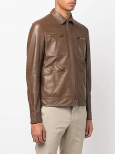 Vestes de moto en cuir véritable avec design personnalisé Veste en cuir véritable respirante pour hommes Veste en cuir véritable tendance à la mode - Product Image 3
