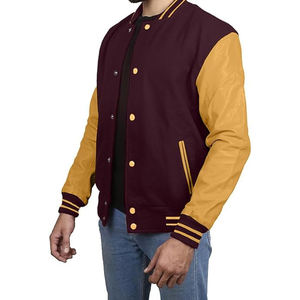 Parches bordados personalizados de estilo hip-hop, Mangas de cuero, chaqueta Letterman hecha en fábrica para hombres y mujeres, chaquetas universitarias unisex - Product Image 2