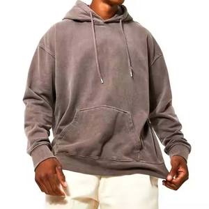 OEM personnalisé de haute qualité surdimensionné poids lourd sweat à capuche pour homme denim vintage zippé soleil délavé en détresse acidwashed sweat à capuche - Product Image 1