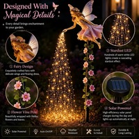 Lampe de jardin solaire en forme d'ange avec ampoule LED 0,6W et résistance aux intempéries IP55 pour commémoration extérieure, patio et allée