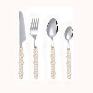 Vaisselle de fête Offre Spéciale en acier inoxydable plaqué argent de créateur avec perles et poignée de couverts vente en gros - Product Image 1