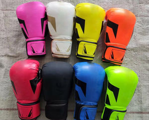 Gants de boxe en cuir PU 14oz personnalisés avec design coloré pour l'entraînement aux arts martiaux - Product Image 1