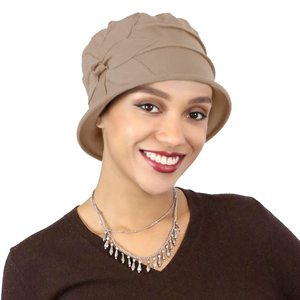 Chapeau de soleil pour chimiothérapie pour femmes UPF 50+ respirant en PU à rayures pour l'extérieur, chapeau d'été chic de Seattle, <span class=keywords><strong>écharpe</strong></span>s taupe et plus encore - Product Image 1