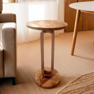 Table d'extrémité en bois rétro de style moderne fait à la main - Product Image 4