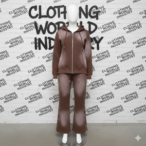 ชุดวอร์มขายส่ง กางเกงขาบาน เสื้อฮู้ดครอป ซิป แอซิดวอช แขนยาว มีฮู้ด ทรงหลวม สำหรับผู้หญิง - Product Image 6