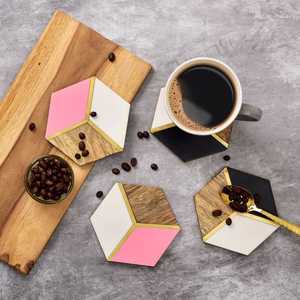 Posavasos con incrustaciones de resina Octágono de madera Natural hecho a mano pulido de alta calidad personalizado estilo clásico para Hotel hogar restaurante - Product Image 5