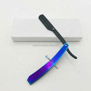 Rasoir droit classique et durable pour barbier, rasoir de sécurité pour le rasage de la nuque, design arc-en-ciel, en acier inoxydable, lame unique, sûr pour les aisselles - Product Image 5