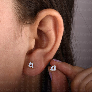 Joyería al por mayor de fábrica Baguette redondo diamante natural tachuelas sólido 18K oro Push Back Stud pendientes producibles en 10K/14K - Product Image 4