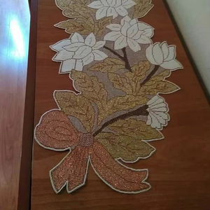 Handmade Elegant Rectangular <b>Glass</b> <b>Table</b> Coaster Stylish Beaded Green Beads <b>Mats</b> Pads Home Furnishing Product - Product Image 1