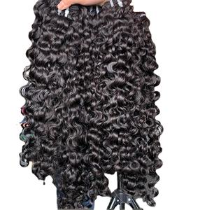 Extensions de cheveux vierges Remy humains non transformés de 30 pouces bouclés naturels du vendeur Style Curl italien trame unique vagues du Vietnam - Product Image 1