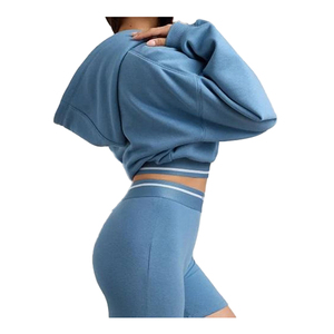 เสื้อกันหนาวมีฮู้ดของผู้หญิงโอเวอร์ไซส์ผ้าโพลีเอสเตอร์/ คอตตอนทรงโอเวอร์ไซส์ระบายอากาศได้ดีชุดสั้นถักแบบลำลองสีพื้น - Product Image 4