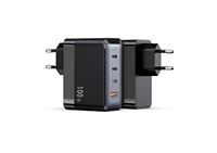 Adaptateur de voyage à charge rapide 100W QC3.0+PD 2 USB + 2 ports Type-C, câble rétractable, pliable, pour ordinateur portable et tablette, certifié CE, garantie 12 mois