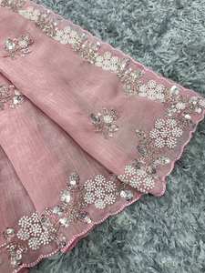 Sari indien de style Bollywood, sari de Bollywood de qualité supérieure, sari à sequins, travail brodé, avec blouse de créateur pour femmes - Product Image 3