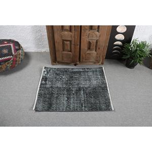 Tapis turc 2,5 x 3,1 pieds, petit tapis vintage, tapis à imprimé animalier noir - Product Image 3