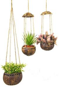 Pot de plante en coquille de noix de coco biodégradable pot suspendu en coquille de noix de coco design personnalisé et logo laser prix de gros bon marché - Product Image 2