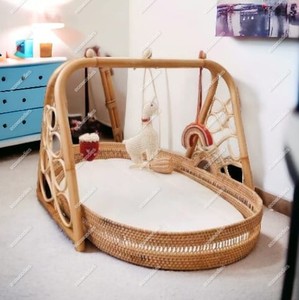 Handcrafted หวายเตียงสัตว์เลี้ยงสุนัขเก้าอี้โซฟาหัตถกรรมสําหรับสุนัขแมวสัตว์เลี้ยงสบายที่นอนสตูลกระดูกฝังคอนโซล - Product Image 6