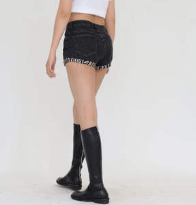 Shorts en jean pour femmes, respirants, de haute qualité, en coton, légers, taille élastique, dernier design, couleur unie, logo, service OEM - Product Image 4
