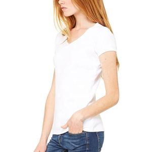 Camiseta de manga corta de verano para mujer 100% algodón de alta calidad Anti-Pilling logotipo personalizado nuevo diseño de moda pluma sólida Casual - Product Image 3