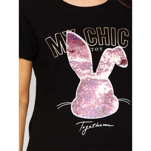 Women Plus Size Casual Denim Flannel T-Shirt Soft Crew Neck <b>Printed</b> Custom Smart Anti Shrink - Product Image 5