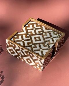 ที่รองแก้วไม้วัสดุเรซินออกแบบที่ดีที่สุดถาดรองแก้วทำด้วยมือสไตล์ความรักในอินเดีย - Product Image 1