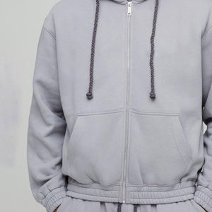 เสื้อสเวตเตอร์แบบมีซิปมีฮู้ดสำหรับ500gsm รุ่นยูนิเซ็กซ์สีพื้นพิมพ์ลายตามสั่งสำหรับฤดูใบไม้ร่วง - Product Image 2