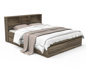 High Quality 2283 Modern Wood Double <b>Bed</b> <b>Frame</b> Storage Headboard Particle Board Bedstead With Drawers Natural Oak - Product Image 4