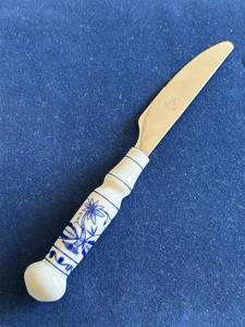 Juego de cubiertos de cabeza plateada con mango de diseño blanco y azul para cenas elegantes, fiestas de boda, cocina casera y uso en restaurante - Product Image 6