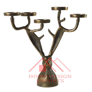 Portavelas de decoración de mesa de lujo de Metal con acabado antiguo de latón y portavelas - Product Image 2