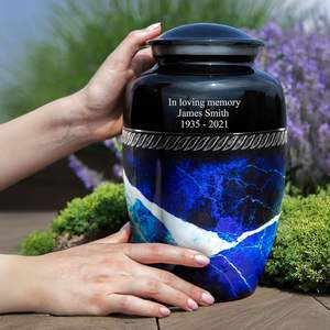 Urnas personalizadas para cenizas humanas, urnas de cremación, urnas funerarias decorativas para mujeres y hombres, tamaño personalizado azul grande - Product Image 2