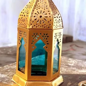 Moroccan Style Gold Candle Lantern Vintage <b>Tealight</b> Holder for Patio and Festive Decor Christmas & Wedding Outdoor Candle Holder - Product Image 1