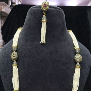 Top Indian Manufacturer's Luxury Gold Plated Hydro Long Pearl Mala Necklace Set High Quality Custom Vintage <b>Jewelry</b> Women's - Product Image 2