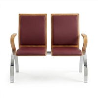 Canapé de bureau moderne et minimaliste deux places en cuir PU, structure en bois massif, pieds en acier inoxydable, éponge haute densité, durable, usage commercial