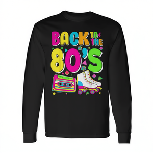 T-shirt rétro à manches longues unisexe, col rond, costume de fête pour adultes, retour aux années 80 - Product Image 3