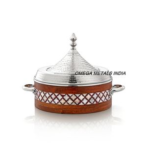 Base de madera y cazuela de acabado dorado para Cocina Casera Calentador de alimentos de alta calidad para restaurantes - Product Image 4