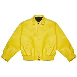 Blouson de baseball avec logo brodé personnalisé en cuir pour hommes - Product Image 3